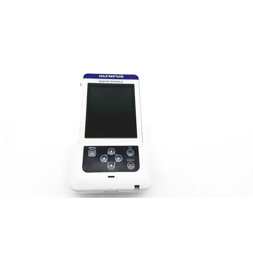 White olympus enigma k1000 digital camera with black screen and buttons shown from the back in olympus capsule recorder re-10 setup