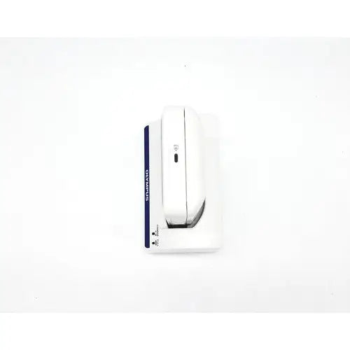 White oreck window cleaning wand with ergonomic design and blue accent stripe featured with olympus capsule recorder re-10 and maj-2032 cradle