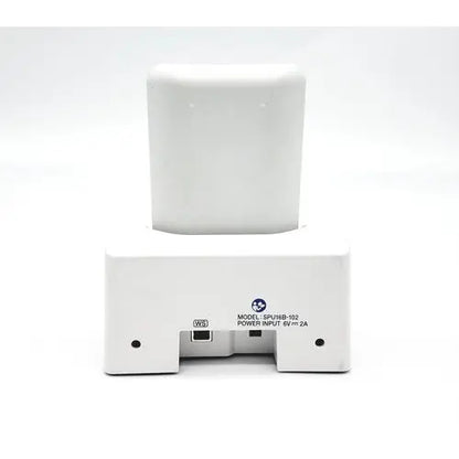 White rectangular battery charger with white cylindrical battery inserted for olympus capsule recorder re-10 cradle