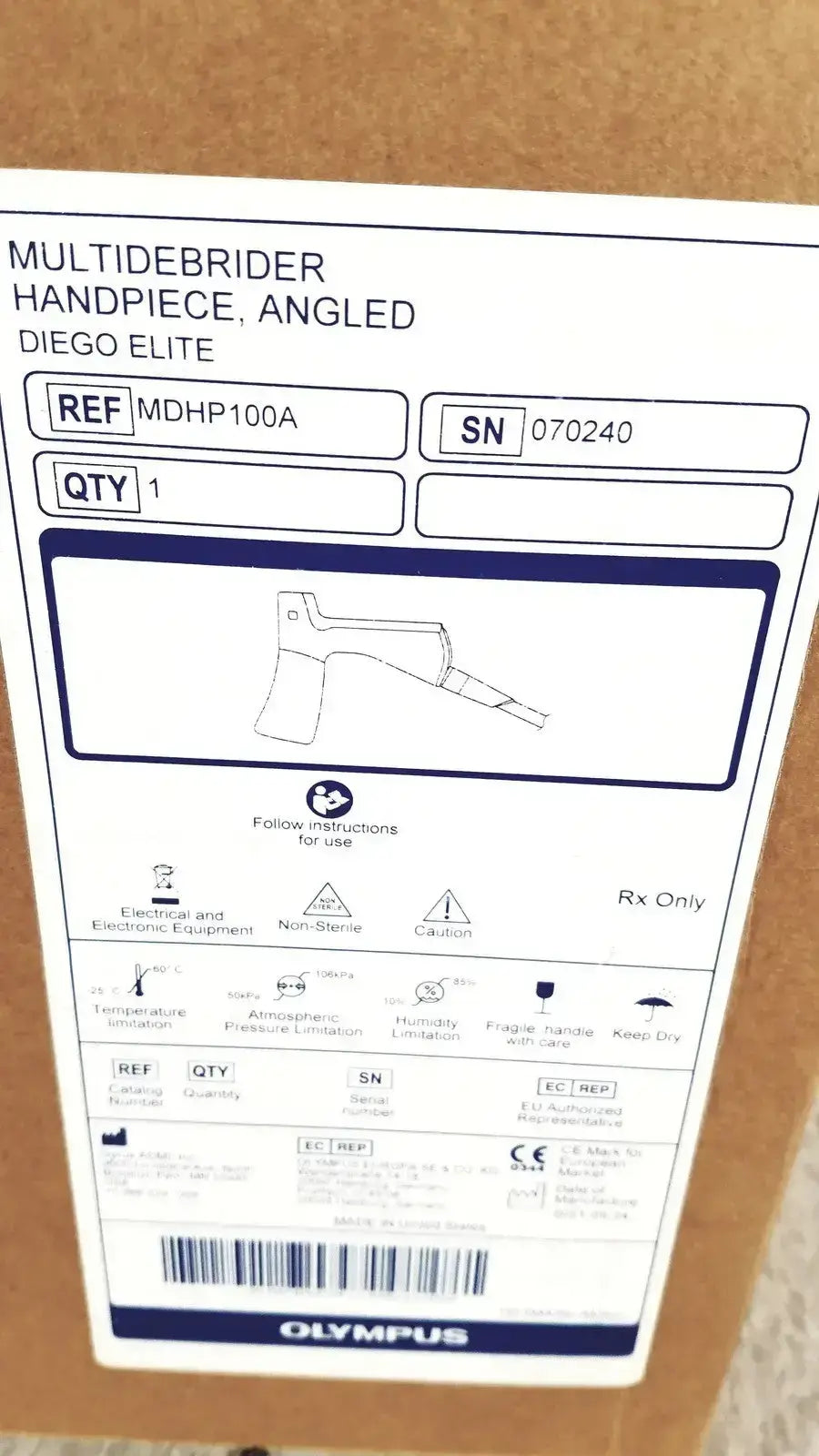 Olympus Diego Elite Multidebrider Handpiece, Angled Ref MDHP100A Surgical Handpiece, second-hand product photo 1