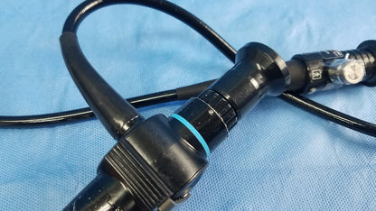 Olympus fiber optic endoscope rhino-laryngoscope ENF-P4 with black flexible fiber optic body blue accent ring and metallic knobs