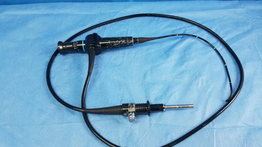 Black Olympus fiber optic endoscope rhino-laryngoscope type ENF-P4 with flexible fiber optic coiled cable and metallic tip components
