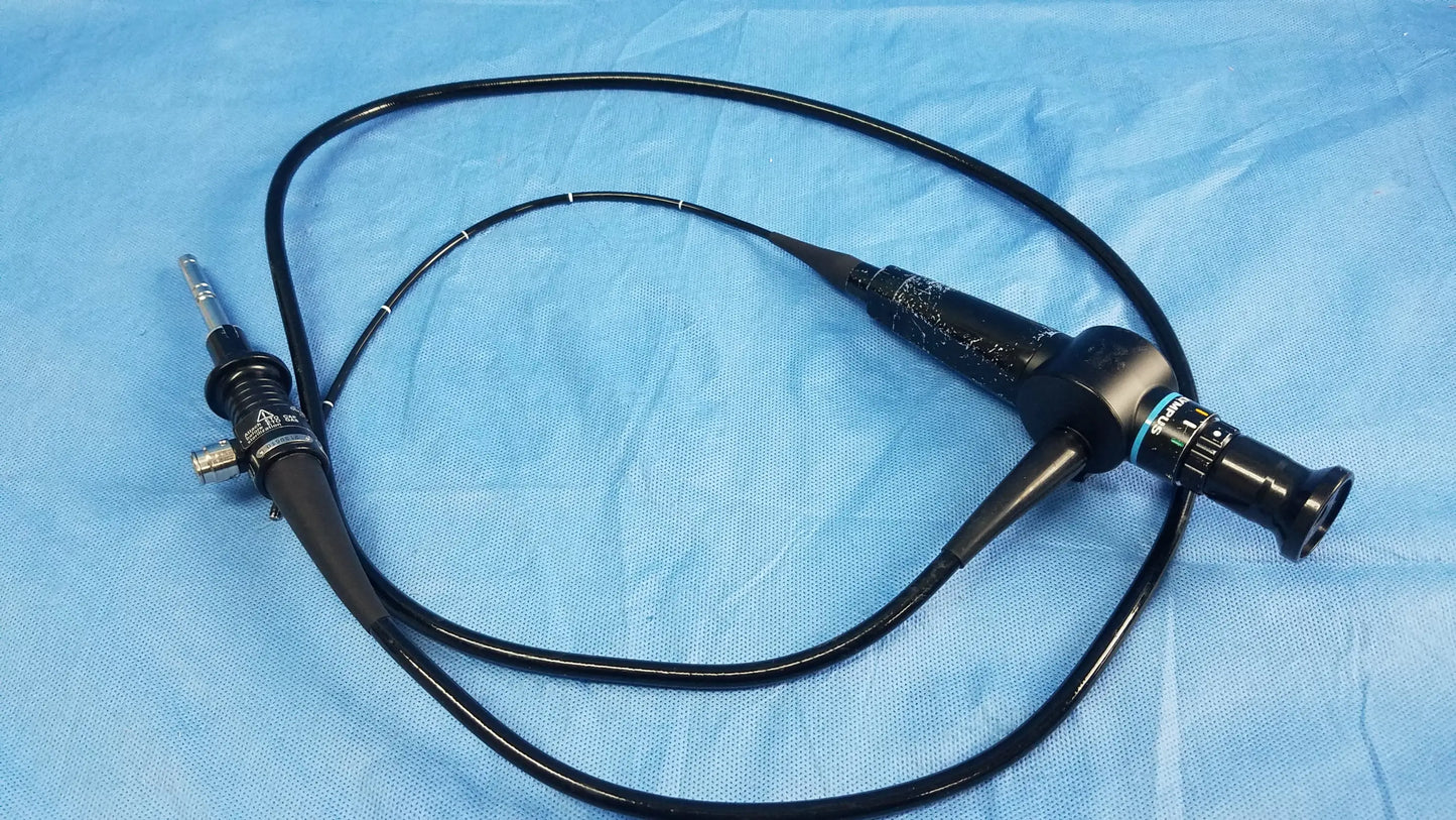 Black olympus fiberscope endoscope rhino-laryngoscope enf type p4 with flexible fiber optic coiled cable and control handle