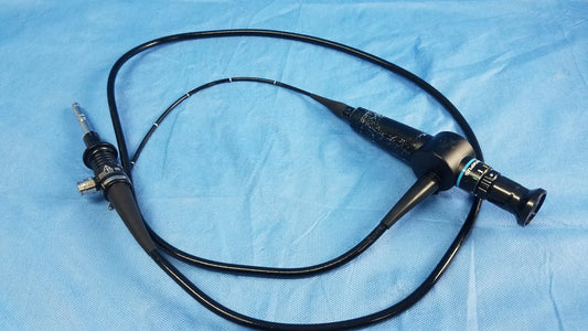 Black olympus fiberscope endoscope rhino-laryngoscope enf type p4 with flexible fiber optic coiled cable and control handle