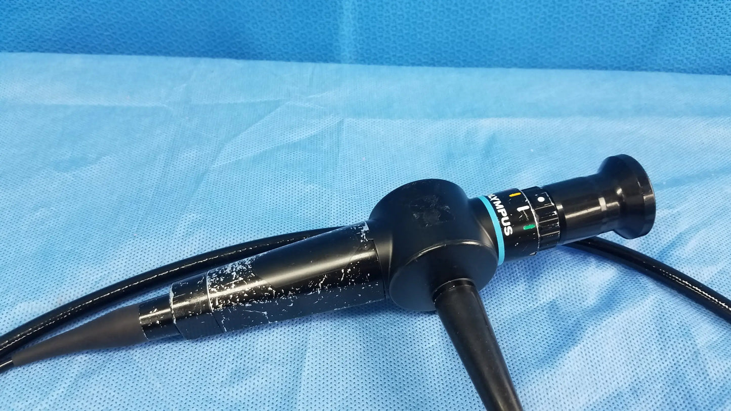 Black Olympus fiberscope endoscope Rhino-laryngoscope ENF Type P4 with flexible fiber optic and textured metallic grip
