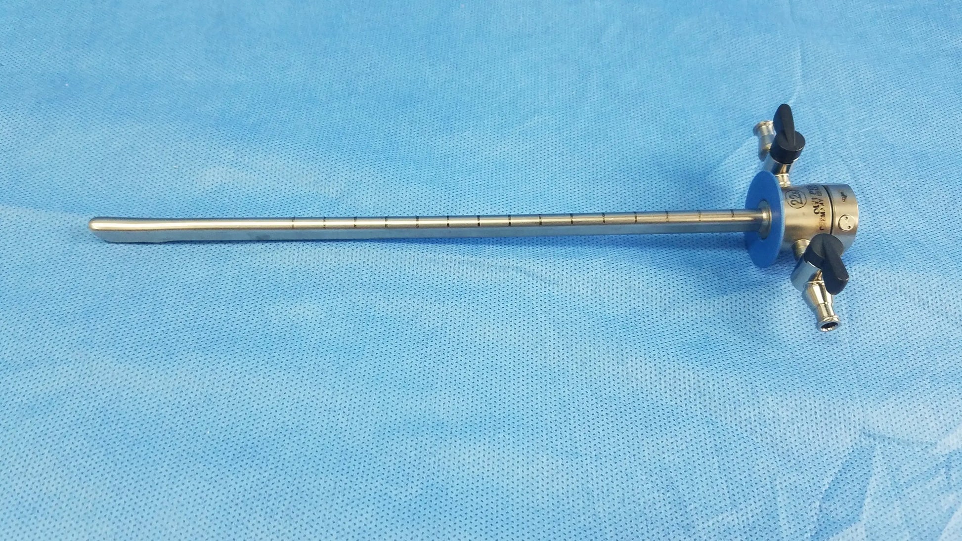 Silver metallic olympus germany a20914a 22.5fr cysto-urethroscope sheath with black knobs endoscopic instrument component