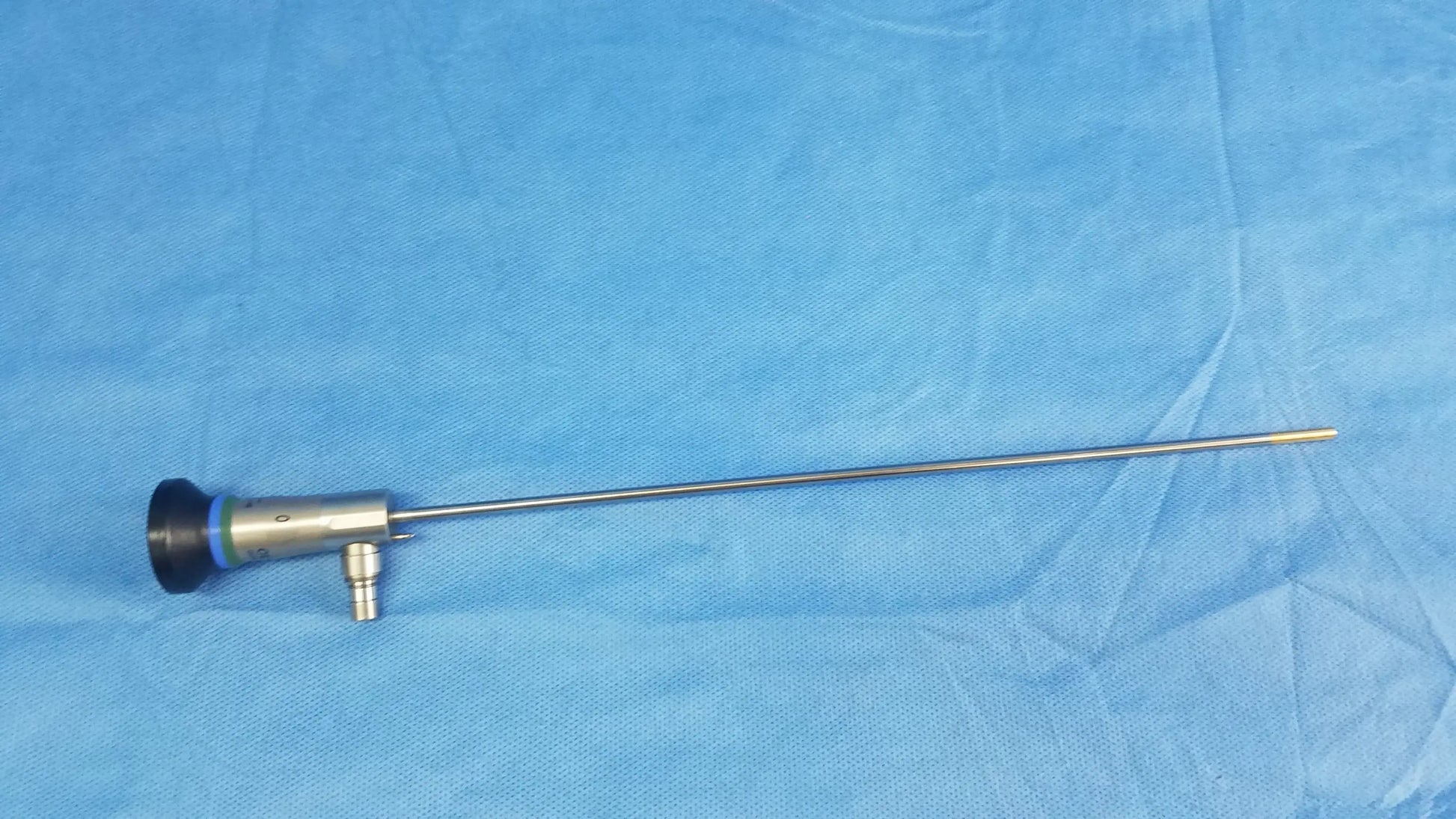 Silver a22000a autoclave cystoscope with black and blue-tipped handle compatible with olympus cystoscopic systems