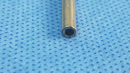 Metallic cylindrical tube with smooth worn surface and dark interior of olympus germany a22000a compatible cystoscopic autoclave cystoscope