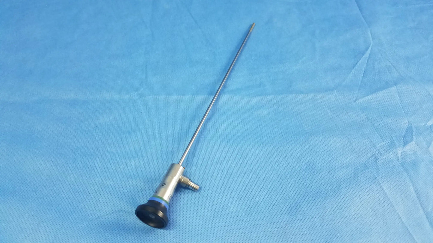 Silver surgical endoscope with black rubberized handle and metallic shaft compatible olympus cystoscopic systems a22000a