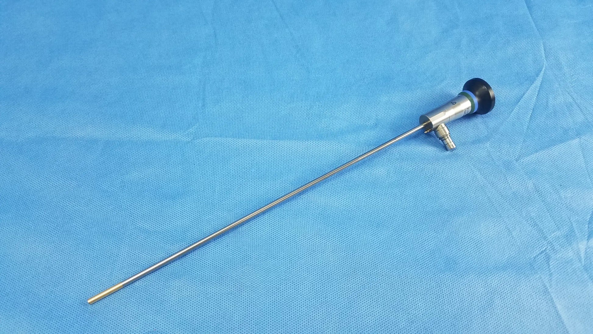 Silver surgical endoscope with black-tipped handle and metallic shaft compatible olympus cystoscopic a22000a system