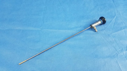 Silver surgical endoscope with black-tipped handle and metallic shaft compatible olympus cystoscopic a22000a system