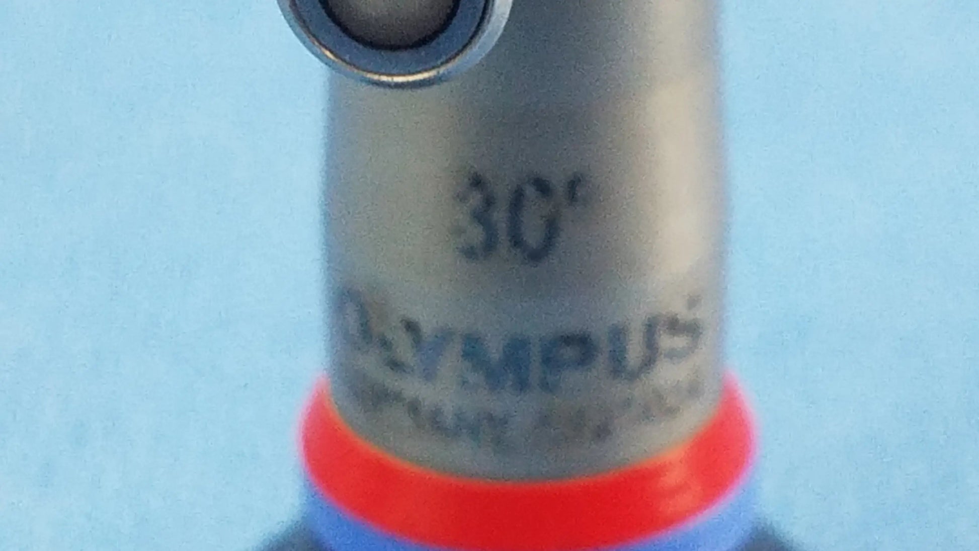 Silver metallic olympus a22002a 30 degree autoclave cystoscope lens mount with red and blue rings compatible olympus cystoscopic systems
