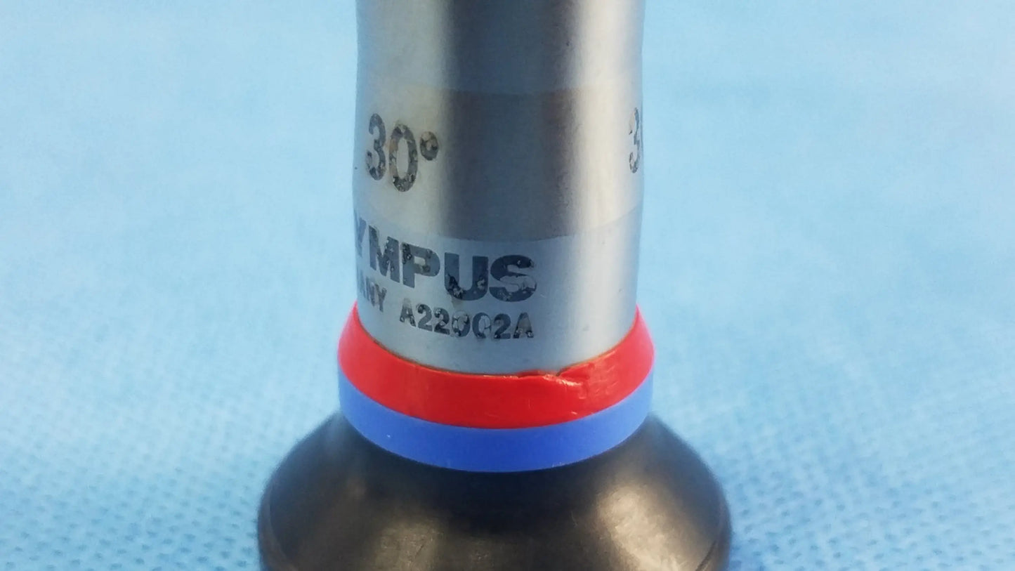 Silver olympus a22002a 30 degree autoclave cystoscope with red and blue bands compatible with olympus cystoscopic systems