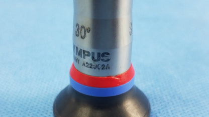 Silver olympus a22002a 30 degree autoclave cystoscope with red and blue bands compatible with olympus cystoscopic systems
