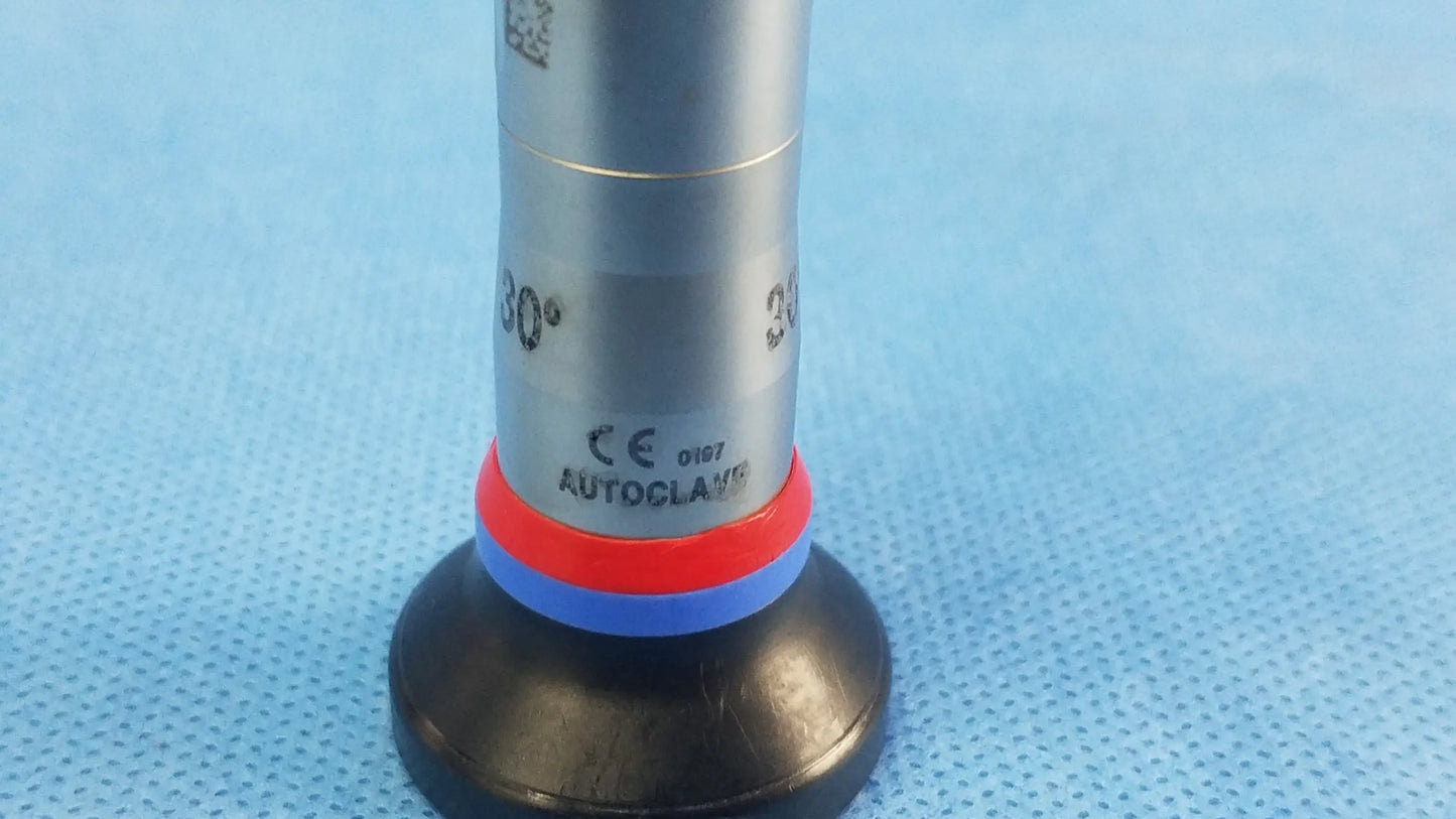 Silver surgical compatible olympus cystoscopic instrument a22002a with black rubber base red-blue ring autoclave 30 degree