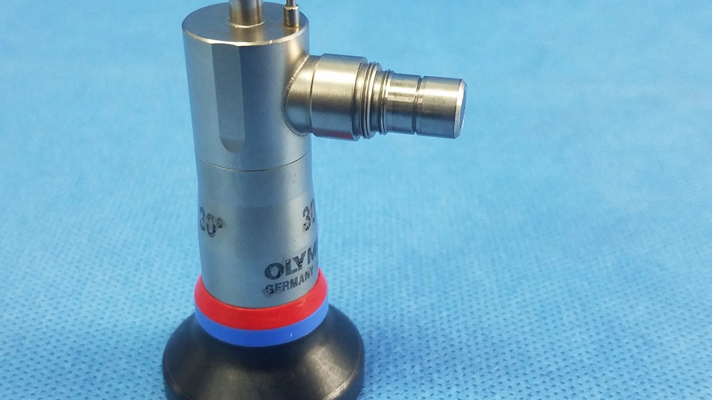 Silver olympus germany a22002a 30 degree autoclave cystoscope with black suction base and red-blue ring for compatible olympus cystoscopic systems