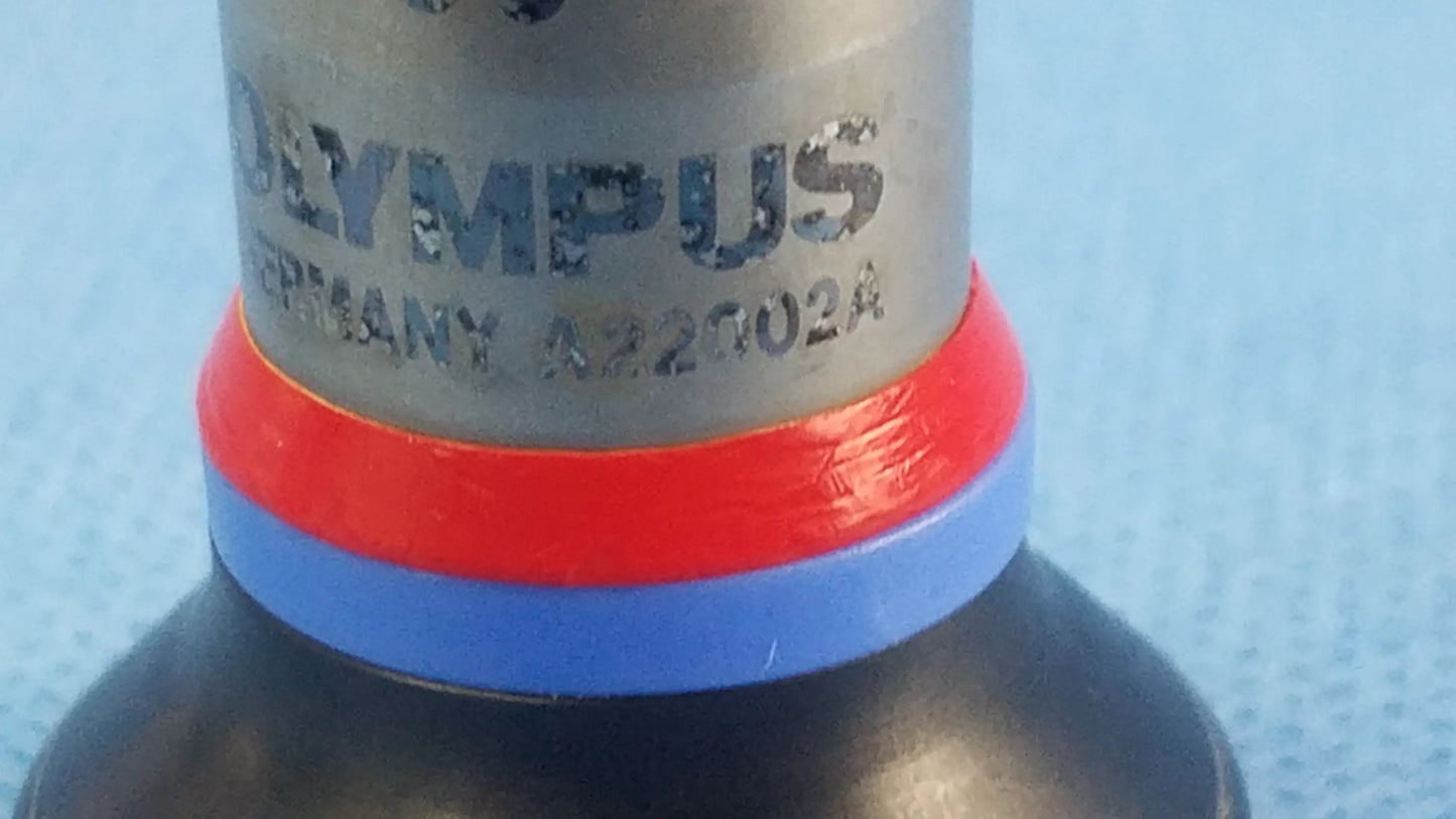 Silver Olympus compatible cystoscopic lens with red and blue rings for a22002a autoclave cystoscope system