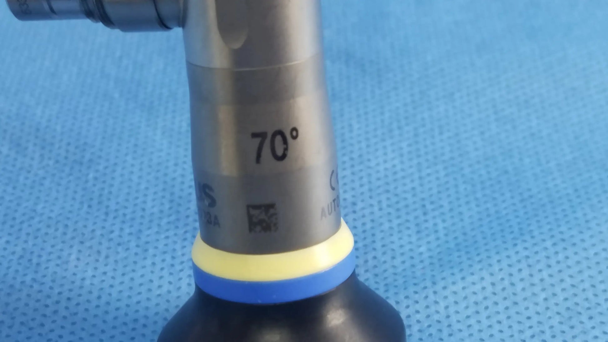 Silver olympus germany a22003a rigid telescope with 70 degree angled tip and yellow-blue seal, compatible olympus endoscopic systems