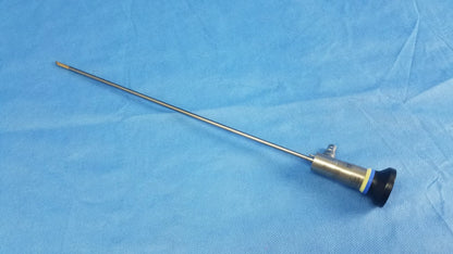 Silver rigid telescope with black and blue rubberized grip compatible olympus endoscopic systems model a22003a