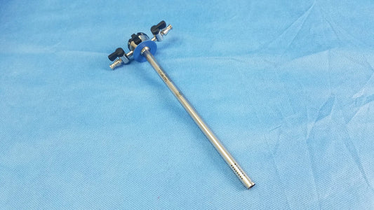 Olympus Germany A22025A continuous-flow outer resectoscope sheath with silver metallic shaft, blue handle, and black adjustment knobs