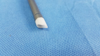 A sleek metallic Olympus Germany A22043A 28fr resection sheath with a white ceramic instrument component tip