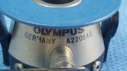 Silver metallic olympus germany a22054a irrigation port with blue plastic top ring compatible olympus endoscopic component