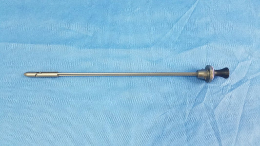 Silver surgical obturator deflecting tip with black rubber grip and metallic shaft from Olympus Germany A22087A