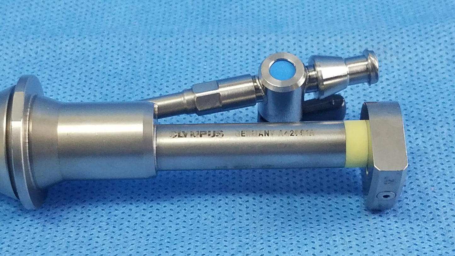 Silver metallic olympus germany a42091a hystero-resectoscope working insert with blue lens and yellow seal compatible with richard wolf