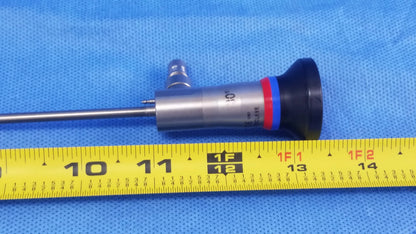 Silver surgical endoscope with black red and blue striped tip compatible olympus cystoscopic systems a22002a model