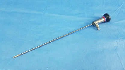 Silver surgical endoscope with black and red handle and slender metallic shaft compatible olympus cystoscopic a22002a