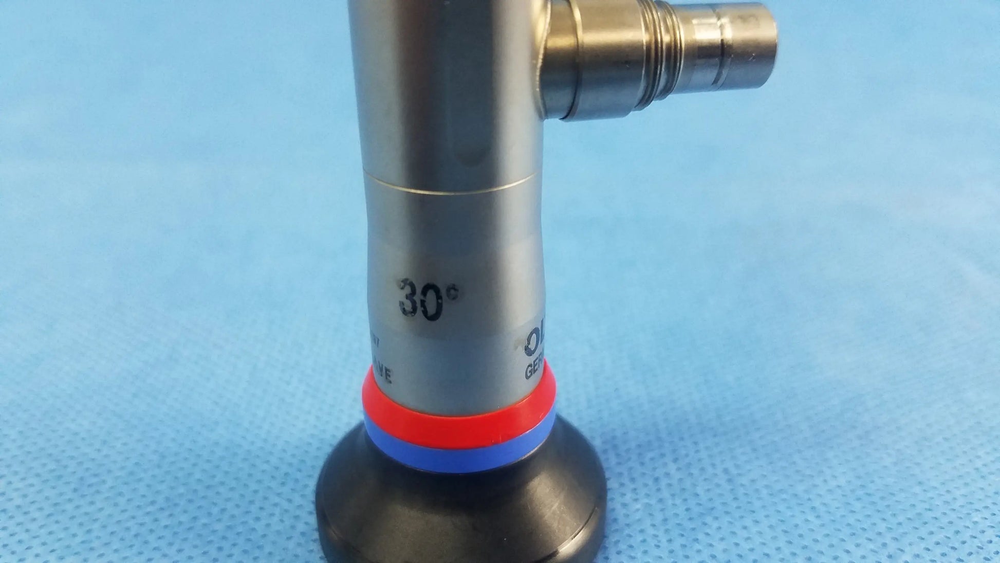 Silver metallic autoclave cystoscope with 30 degree angled tip and red blue rings compatible Olympus cystoscopic a22002a
