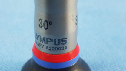 Silver olympus a22002a autoclave cystoscope lens with 30 degree angle and red and blue rubber rings compatible olympus cystoscopic systems
