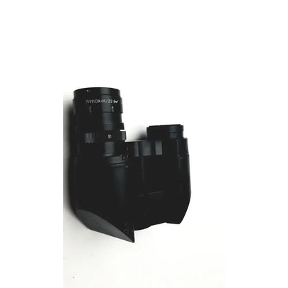 Black matte Olympus Japan microscope head wh10x-h/22 binoculars with engraved model markings on the lens housing