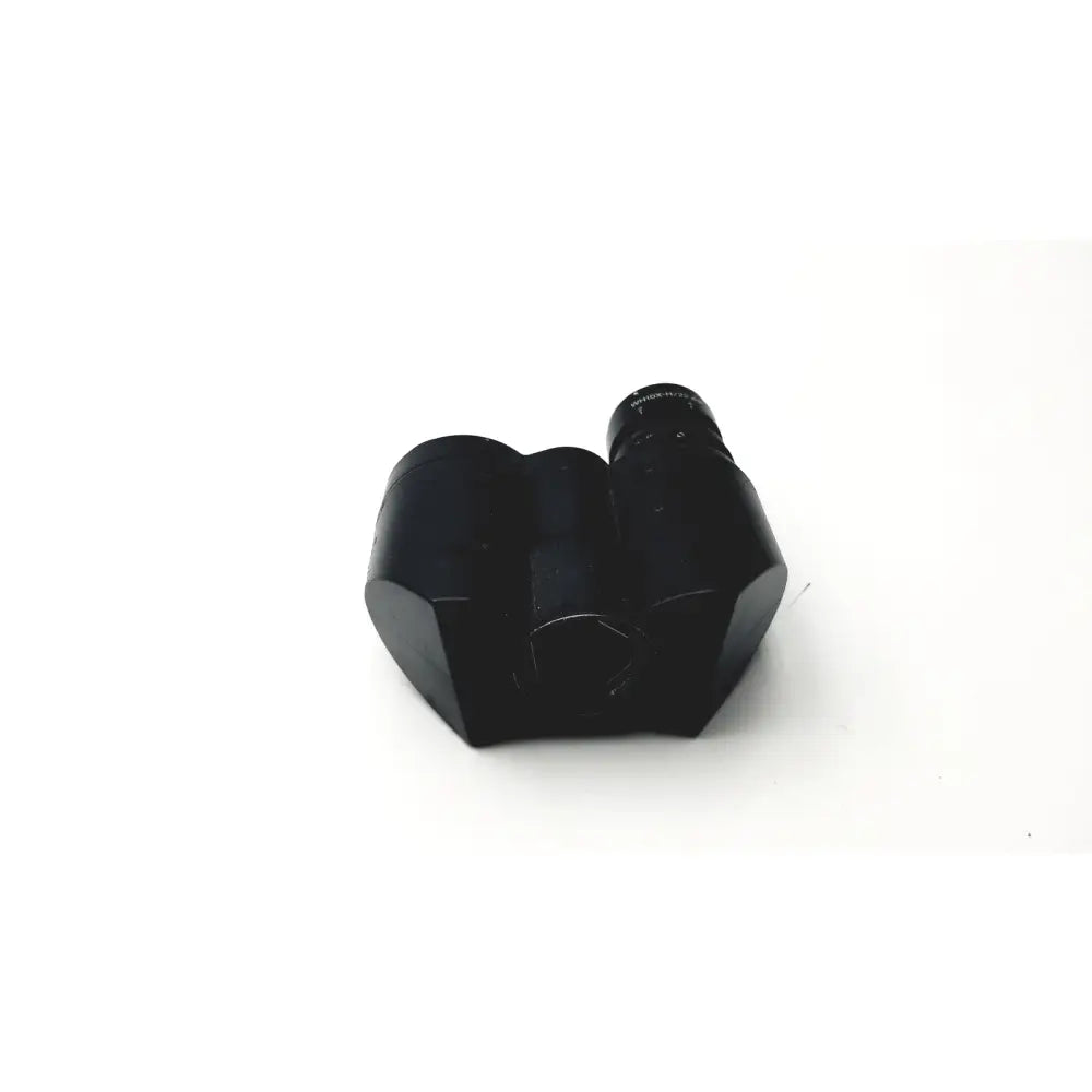 Black hexagonal metal adapter with cylindrical protrusion for olympus japan microscope head wh10x-h/22