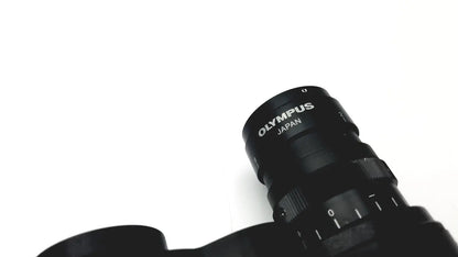 Black olympus japan microscope head wh10x-h/22 with matte finish and engraved branding on the lens body