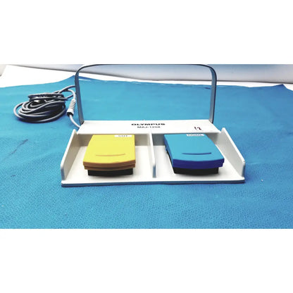 Olympus maj-1258 ues-40 pedal foot switch with yellow and blue push buttons for surgical foot control