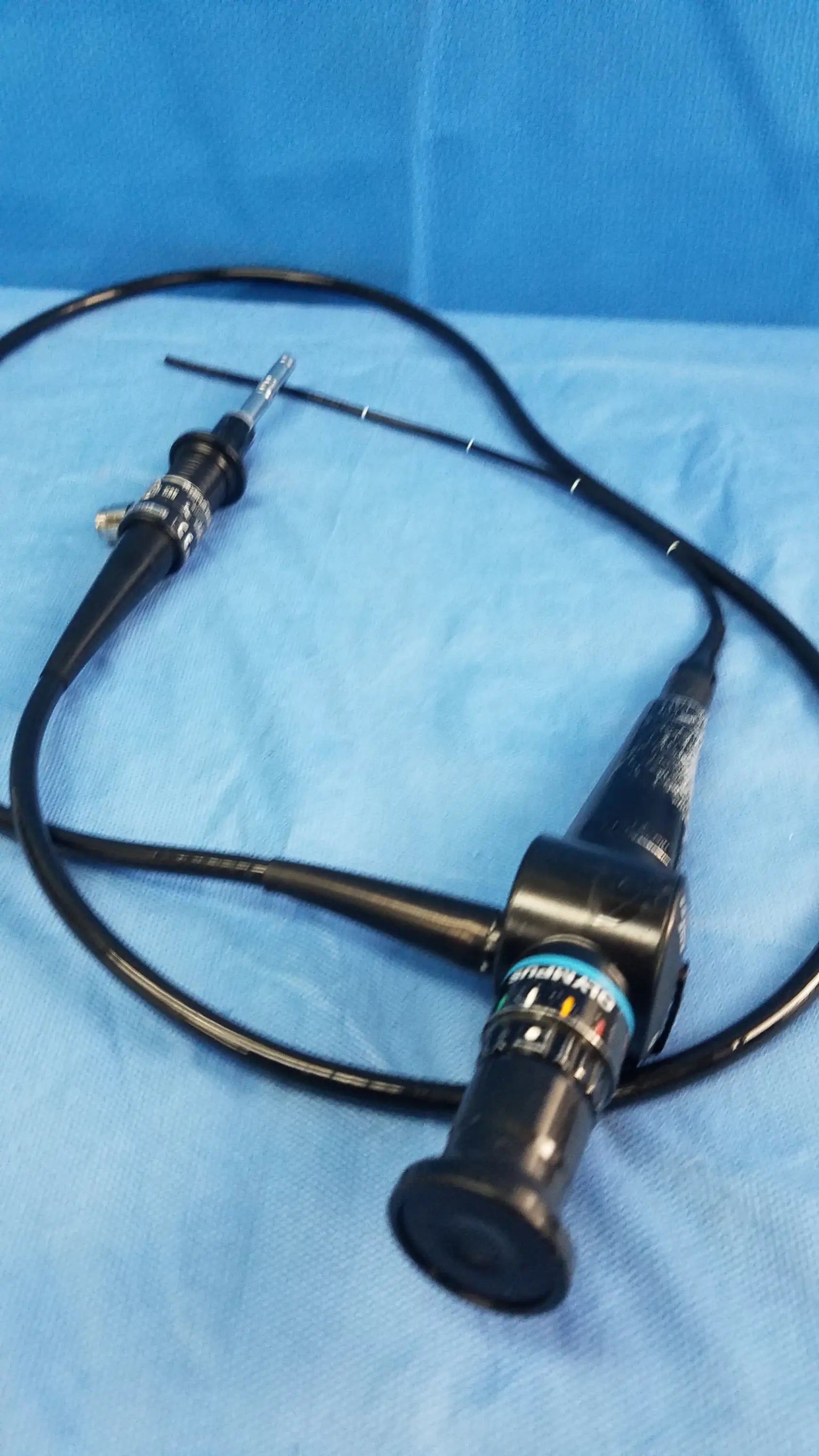 Black olympus medical systems enp-p4 rhino-laryngoscope endoscope with flexible fiber optic cable and metallic lens housing