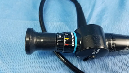 Black olympus medical systems enf-p4 flexible fiber optic endoscope with textured grip and labeled control dial