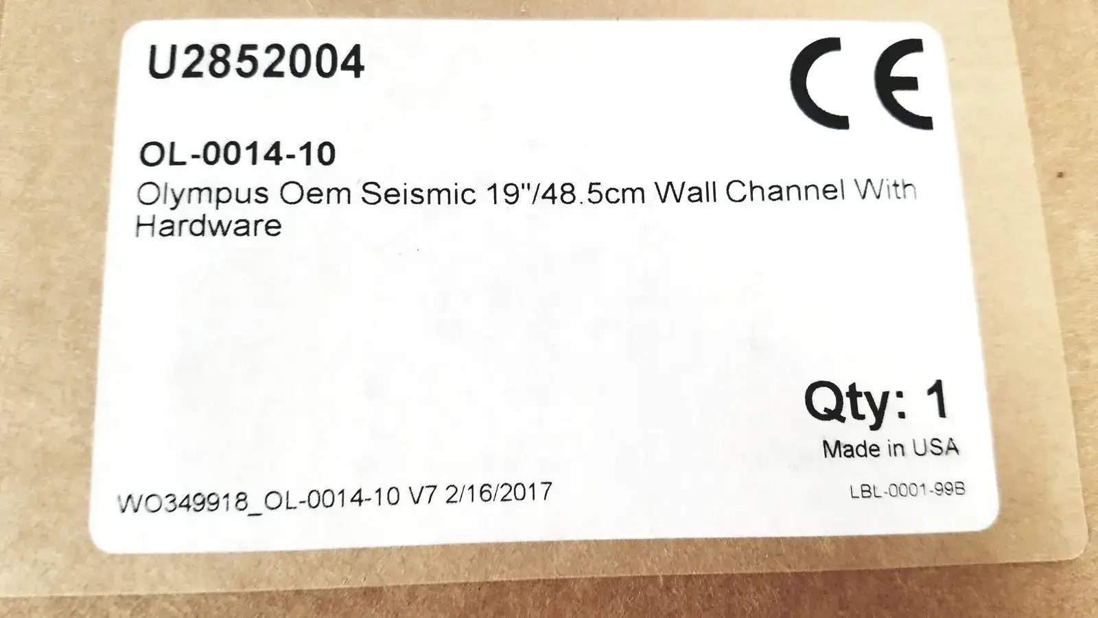Olympus Oem Seismic 19"/48 5cm Wall Channel With Hardware OL-0014-10 Wall Channel, second-hand product photo 2