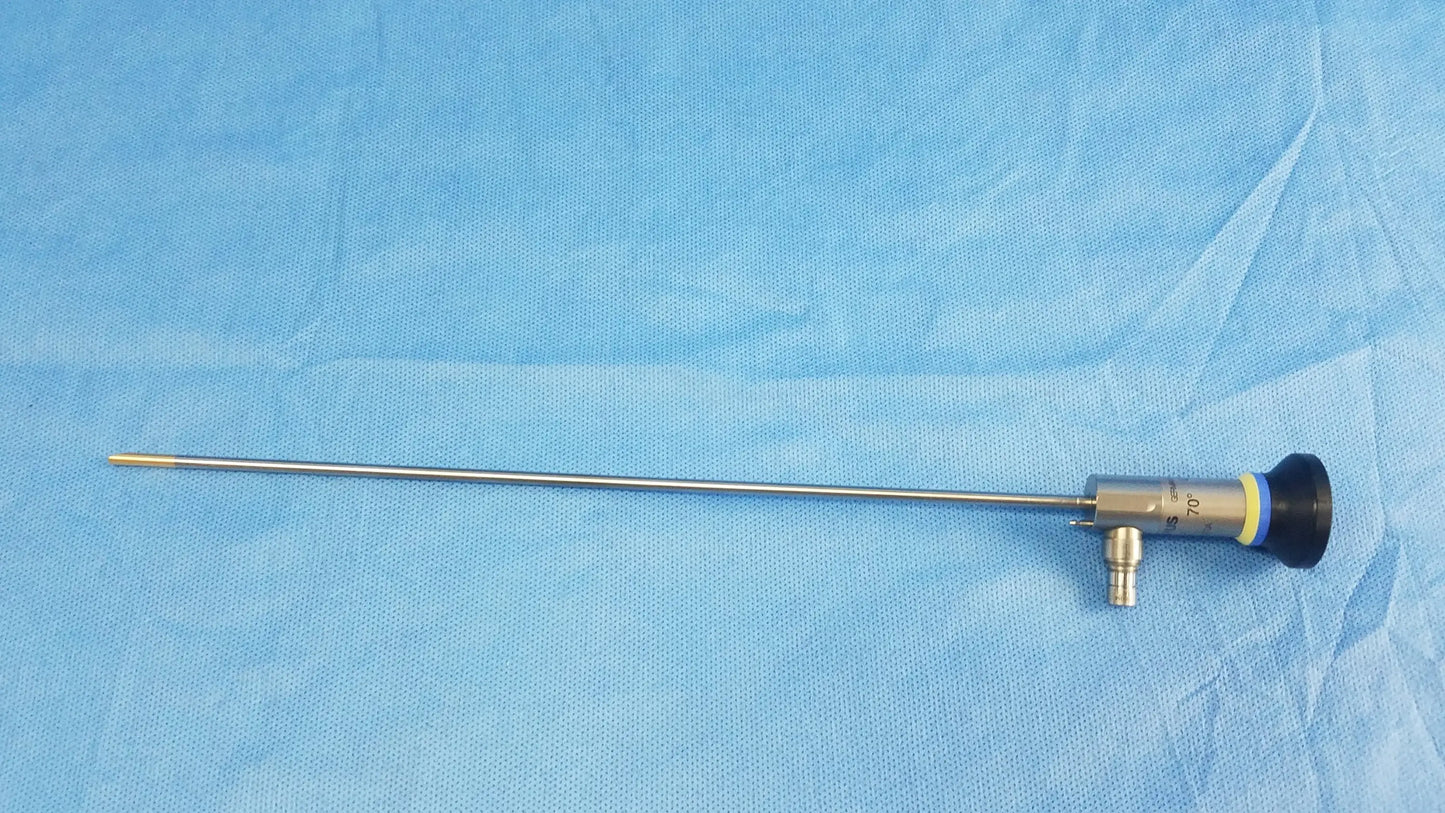 Silver surgical oes elite hd 70 rigid telescope wa2t470a with black and yellow handle by olympus