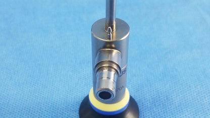 Silver Olympus OES Elite HD 70° rigid telescope WA2T470A with black and yellow base for surgical endoscopy