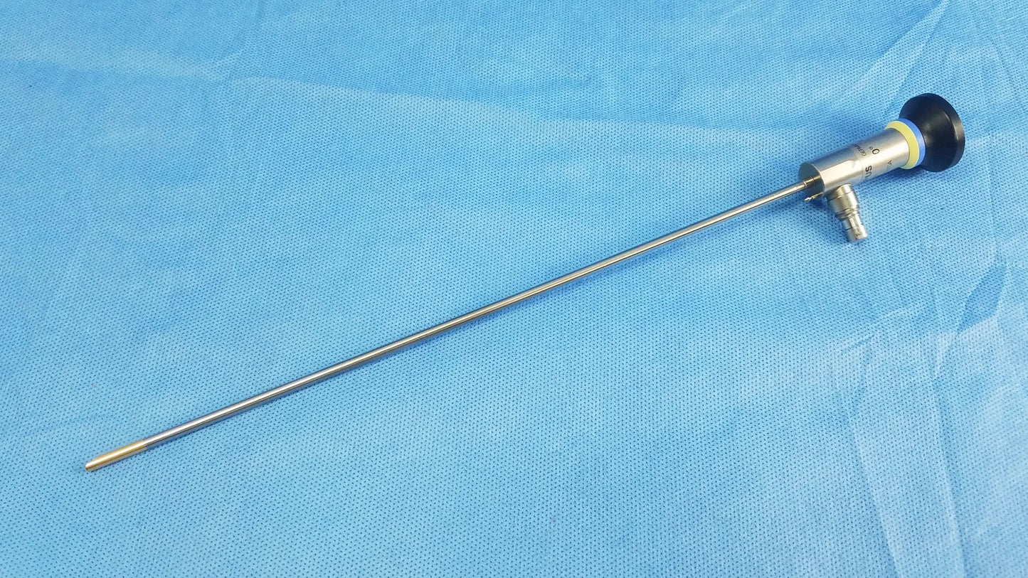 Silver rigid telescope oes elite wa2t470a with black handle and yellow accent ring for surgical use