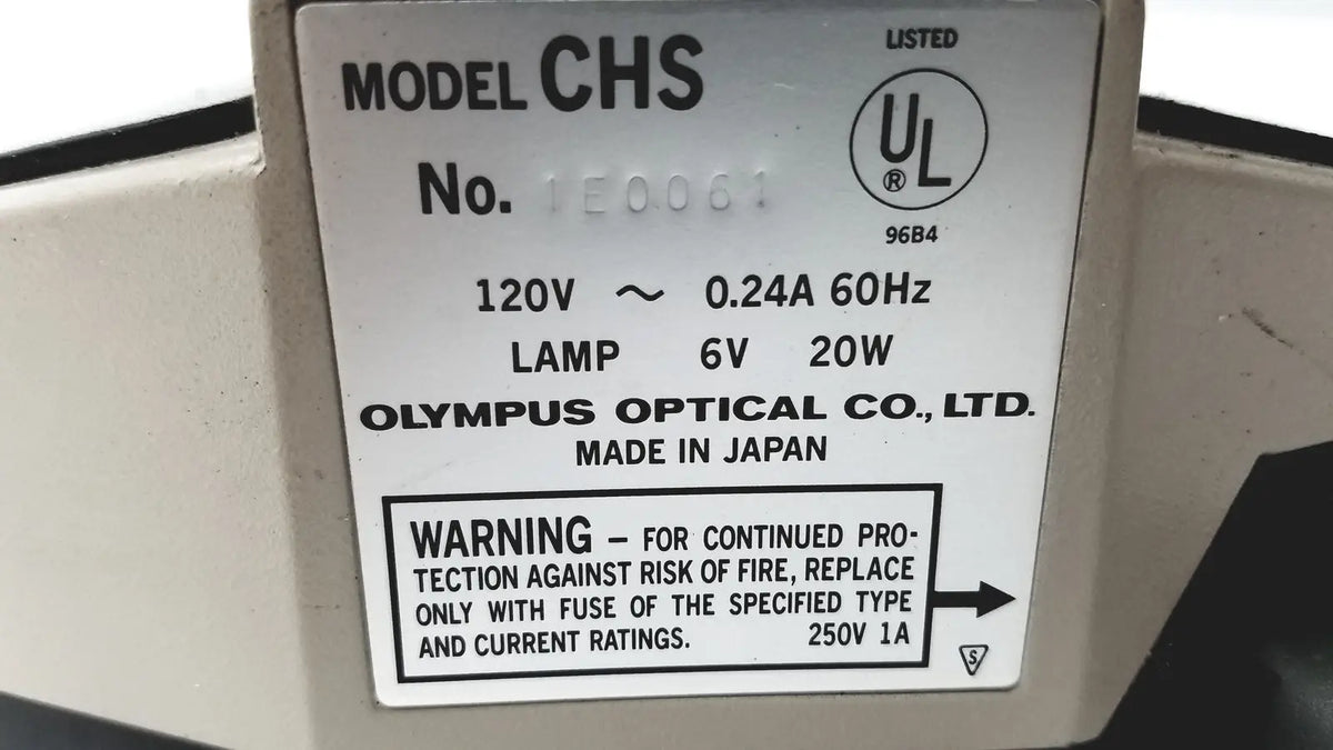 Olympus optical bh2-uma microscope lamp chs model with 6v 20w specification and ul listed certification