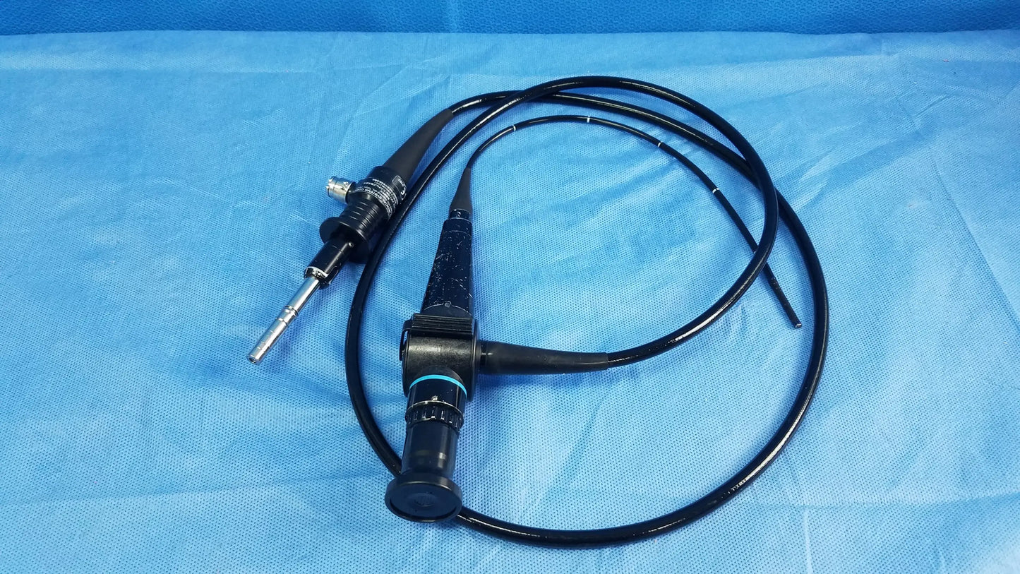 Black Olympus rhino-laryngoscope ENF-P4 flexible fiber optic endoscope with metallic tip and blue accent ring