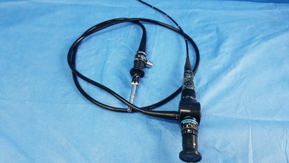 Black Olympus Rhino-Laryngoscope flexible fiber optic endoscope with metallic joints and Steris branding on housing