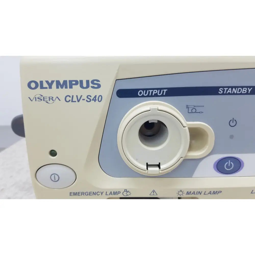 Beige olympus visera clv-s40 emergency lamp endoscope system with circular lens port and control buttons