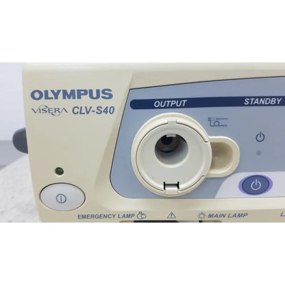 Beige olympus visera clv-s40 emergency lamp endoscope system with circular lens port and control buttons