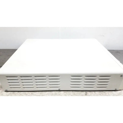 White rectangular olympus visera elite video system otv-s190 server rack with horizontal ventilation slats at bottom edge