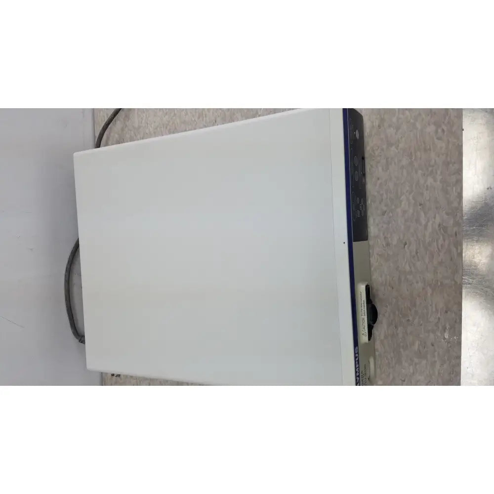 White rectangular laboratory centrifuge with blue and black control panel for olympus visera elite video system otv-s190