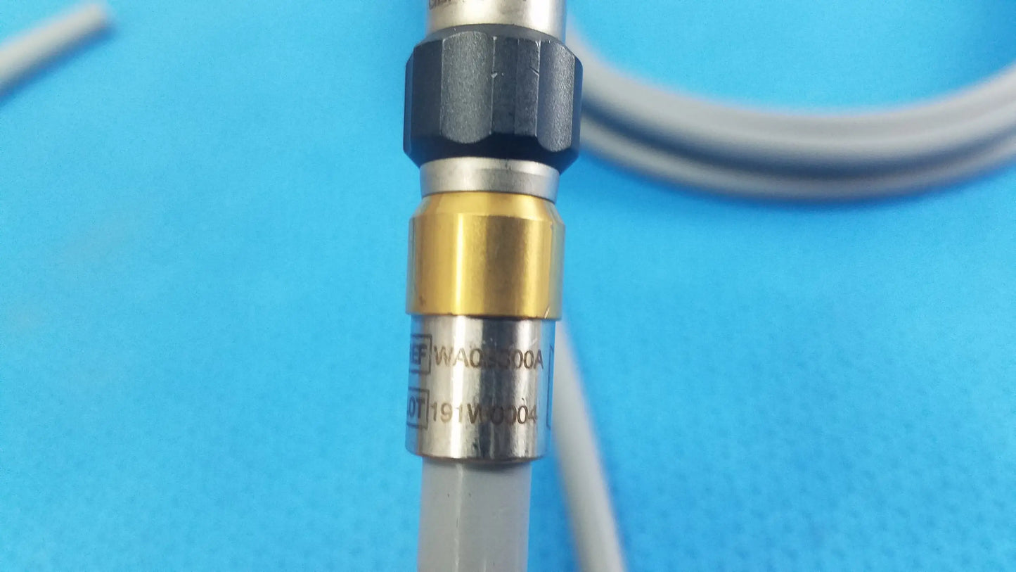 A metallic pressure gauge with black hexagonal nut gold band and silver body for olympus wa03300a light guide medical equipment